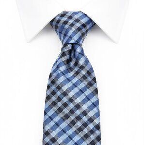 Tommy Hilfiger Silk Tie Plaid Blue Vintage 90's